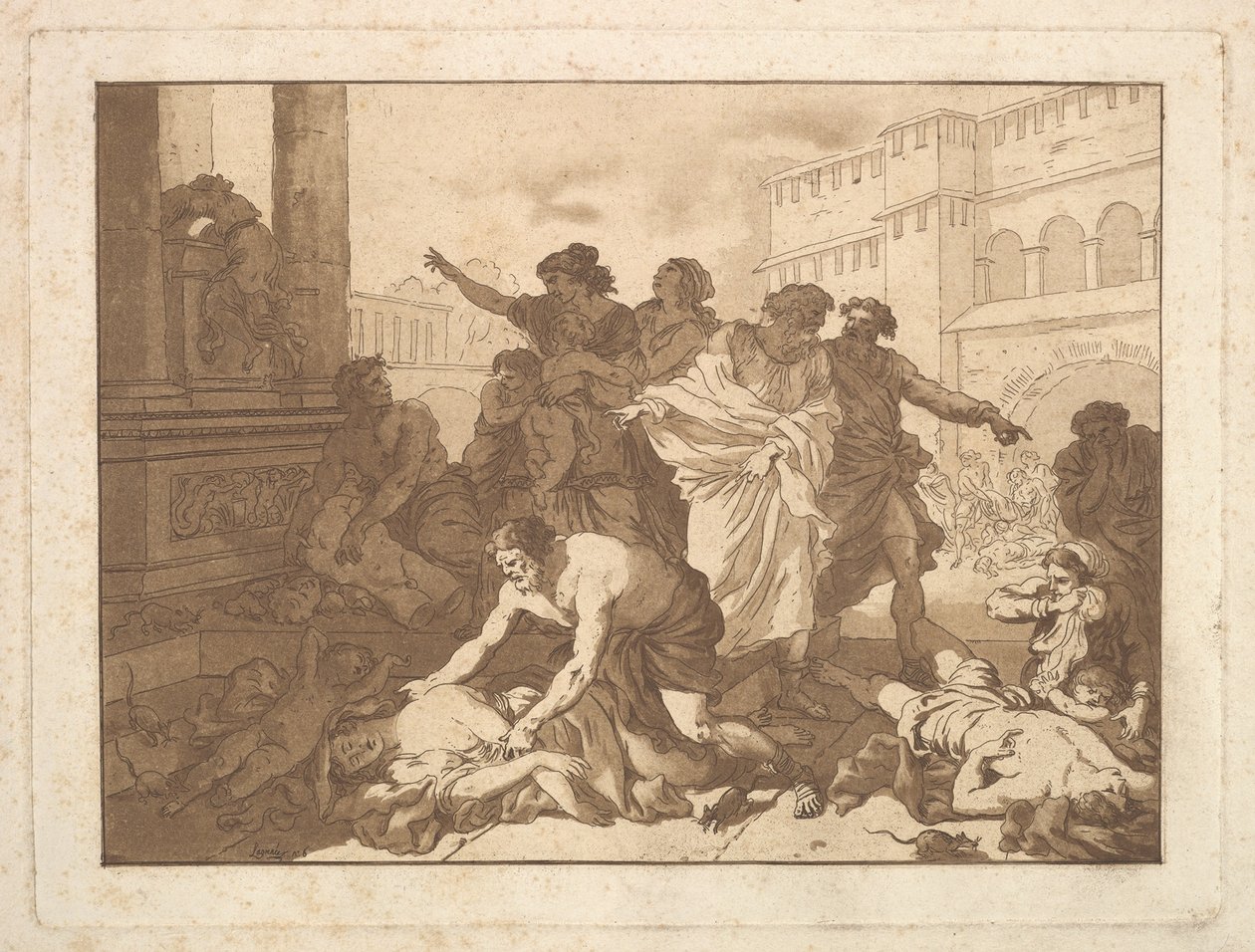La Peste chez les Philistines Plague بين الفلسطينيين ، في ألبوم يحتوي على R ... ، 1782-1821. بواسطة جان جاك لاغريني