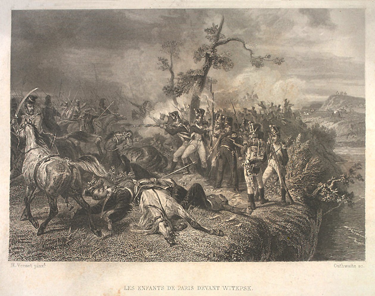 معركة بين القوات الروسية وسلاح الفرسان الفرنسي بالقرب من أوستروفنو 25-26 يوليو 1812 بواسطة جان جاك أوثويت