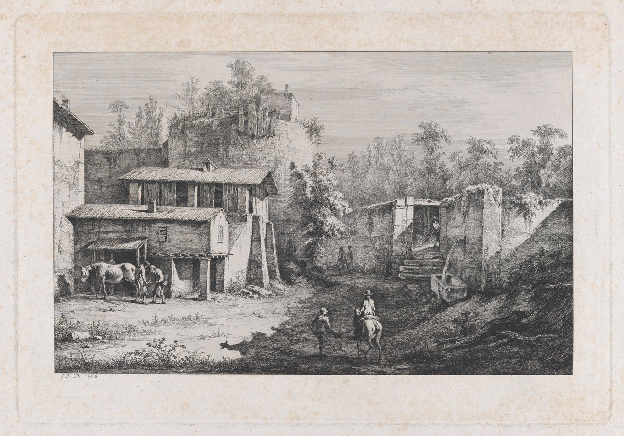 منظر طبيعي مع بيطار ، منظر لـ Terrebasse ، فرنسا ، 1808. بواسطة جان جاك دي بويسيو