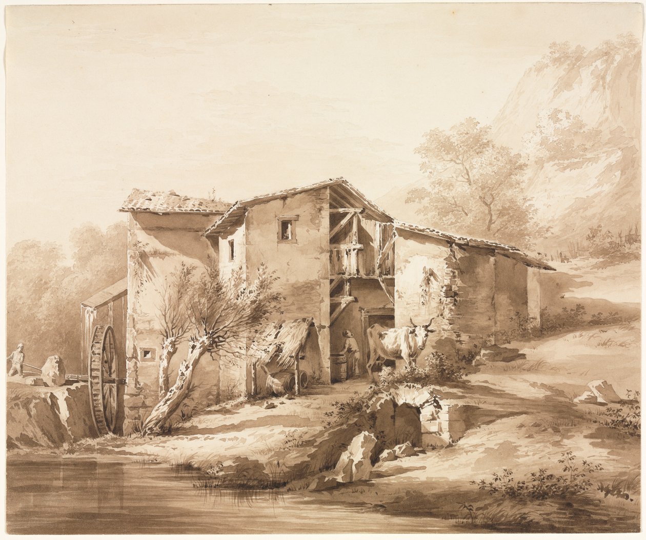 مناظر طبيعية مع طاحونة ، ج ، 1790. بواسطة جان جاك دي بويسيو
