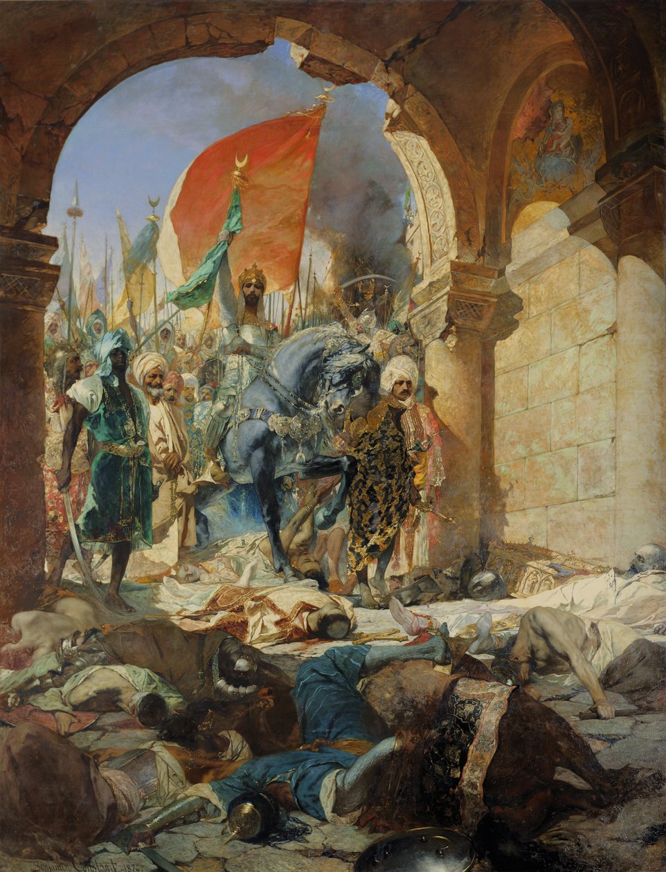 دخول أتراك محمد الثاني (1432-1481) إلى القسطنطينية ، 29 مايو 1453 ، 1876 بواسطة جان جوزيف بنيامين كونستانت