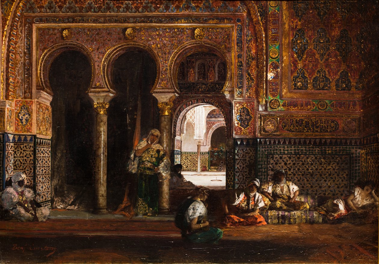 مشهد حريم، خمس نساء، حوالي عام 1880 (زيت على قماش) بواسطة جان جوزيف بنيامين كونستانت