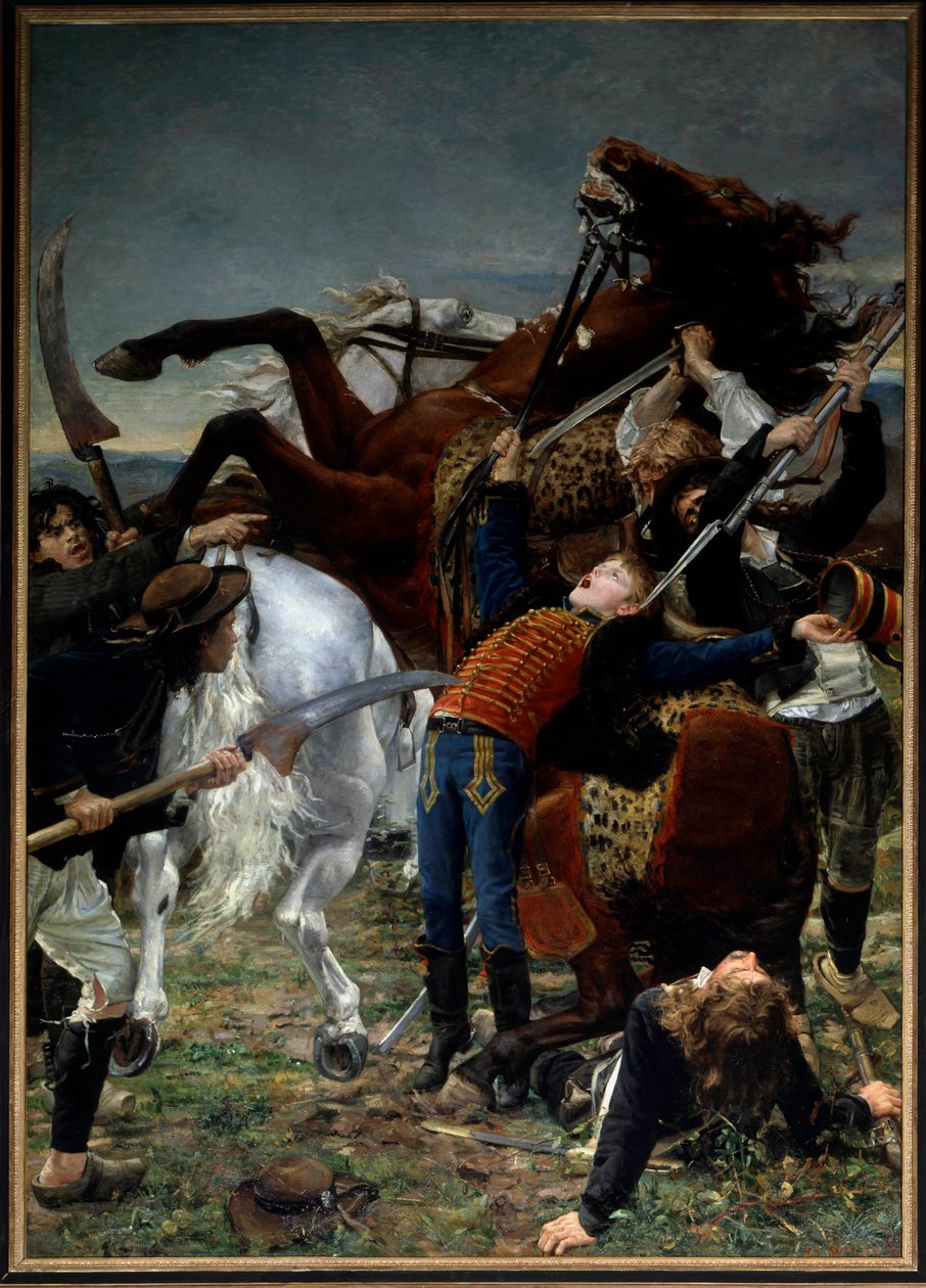 الثورة الفرنسية: "موت جوزيف بارا (1779-1793)" كان جوزيف بارا أو بارا (1780-1793) من أبناء الثورة الفرنسية الذين قاتلوا في فيندي من أجل الجمهورية. رسم جان جوزيف ويرس (1849-1927) 1883 صن. ٣،٥٠ × ٢،٥٠ م باريس ، متحف دورسيه بواسطة جان جوزيف ويرتس