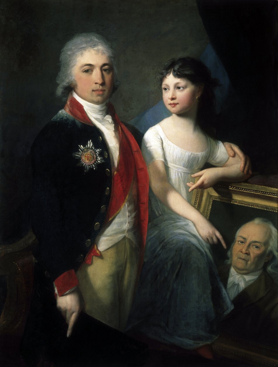 صورة للمؤلف ورجل الدولة إيفان م. مورافييف أبوستول مع ابنته - رسم جان لوران مونييه (1743 أو 1746-1808) ، زيت على قماش بواسطة جان لوران مونييه