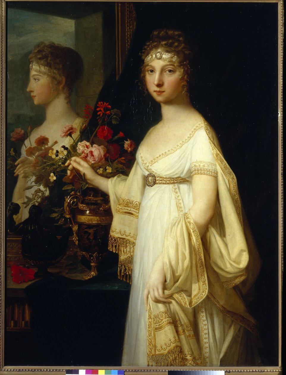 صورة لإمبراطورة روسيا إليزابيث أليكسييفنا ، الأميرة لويز أوغوستا من بادن (1779-1826) (الإمبراطورة إليزابيث أليكسييفنا ، الأميرة لويز من بادن - رسم جان لوران مونييه (1743 / 46-1808) ، زيت على قماش (130.5 × 99 سم) بواسطة جان لوران مونييه