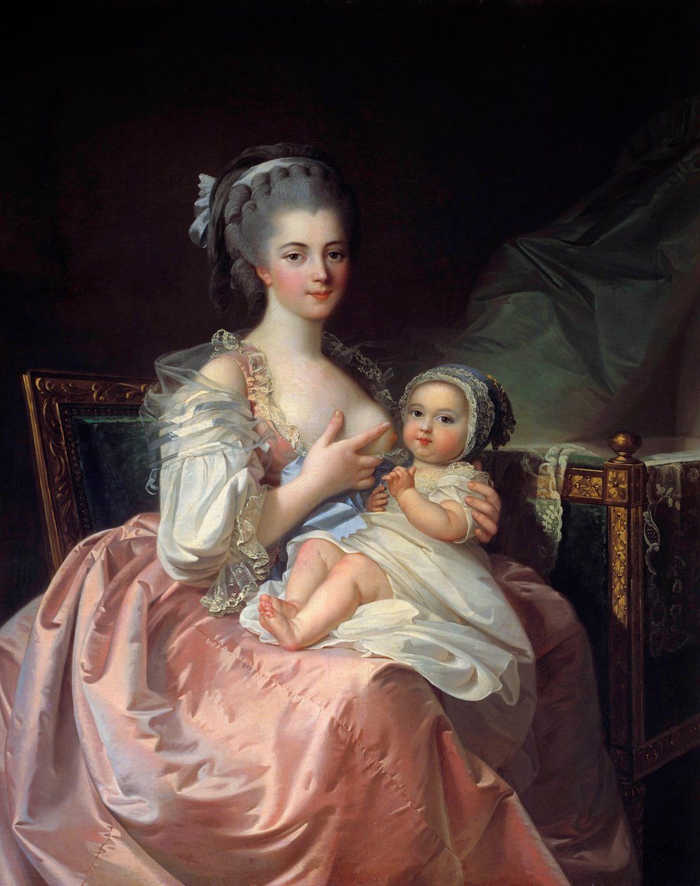 Mother nursing her child Painting by Jean Laurent Mosnier (1743-1808) 18th century. Macon, Museum of Fine Arts بواسطة جان لوران موسنييه
