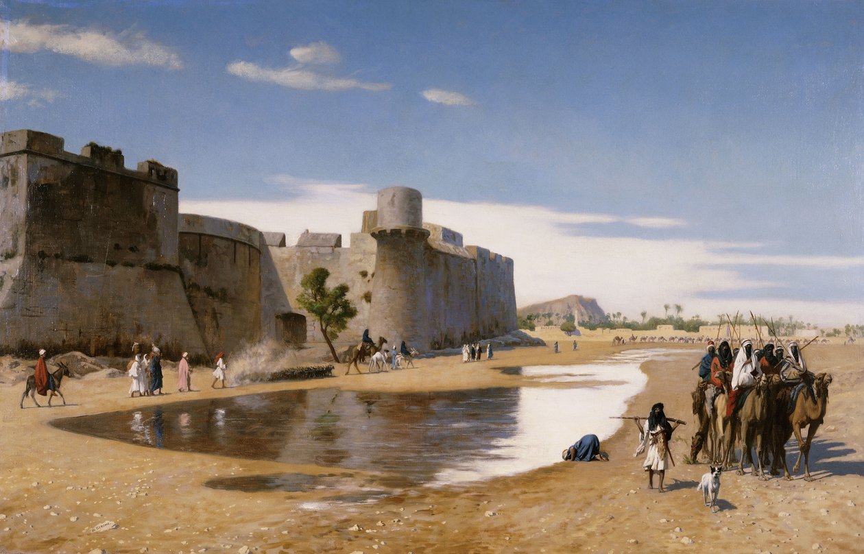 قافلة عربية خارج بلدة محصنة ، c.1895 بواسطة جان ليون جيروم