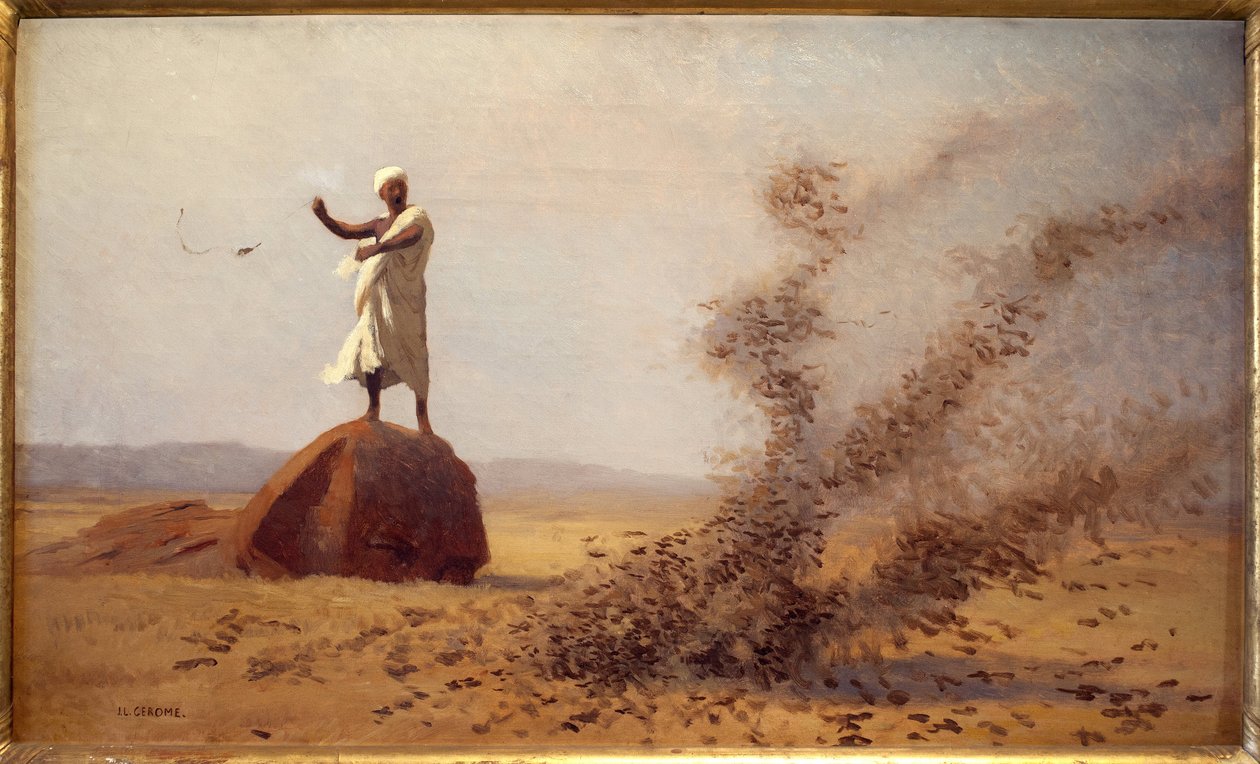 عربي مخيف من القبرات. (جدول غير مكتمل). رسم جان ليون جيروم (1824-1904) ، زيت على قماش ، حوالي عام 1900. الفن الفرنسي أوائل القرن العشرين ، الاستشراق. متحف فيسول. بواسطة جان ليون جيروم