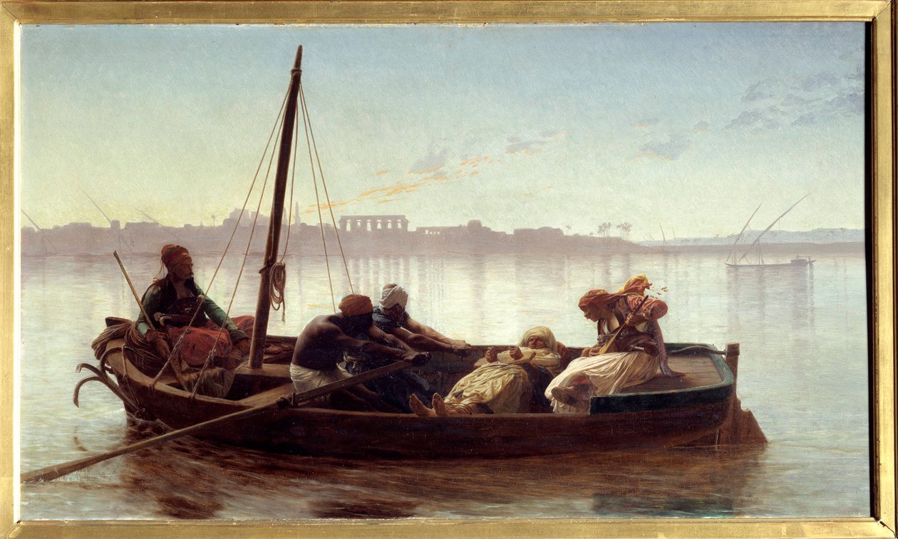أسير سجين يحمله بحارة مصريون بالقارب على النيل. رسم جان ليون جيروم (1824-1904) 1861 صن. 0،45x0،78 م نانت ، متحف الفنون الجميلة بواسطة جان ليون جيروم
