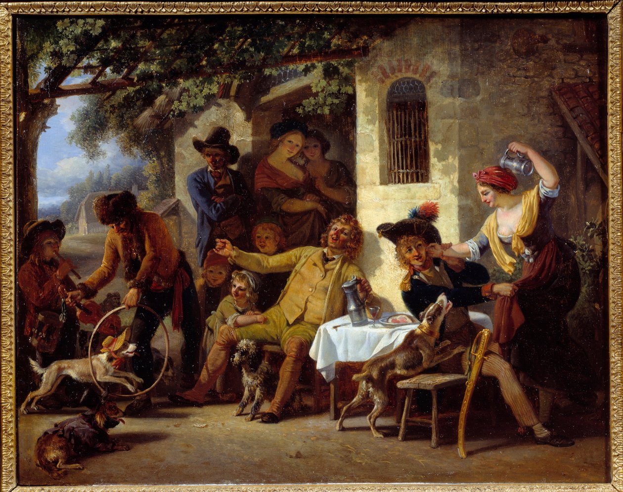 سالتيمس أمام نزل لوحة لجين لويس ديمارن (1744-1829) 1823 غرونوبل ، متحف الفنون الجميلة بواسطة جان لويس ديمارن