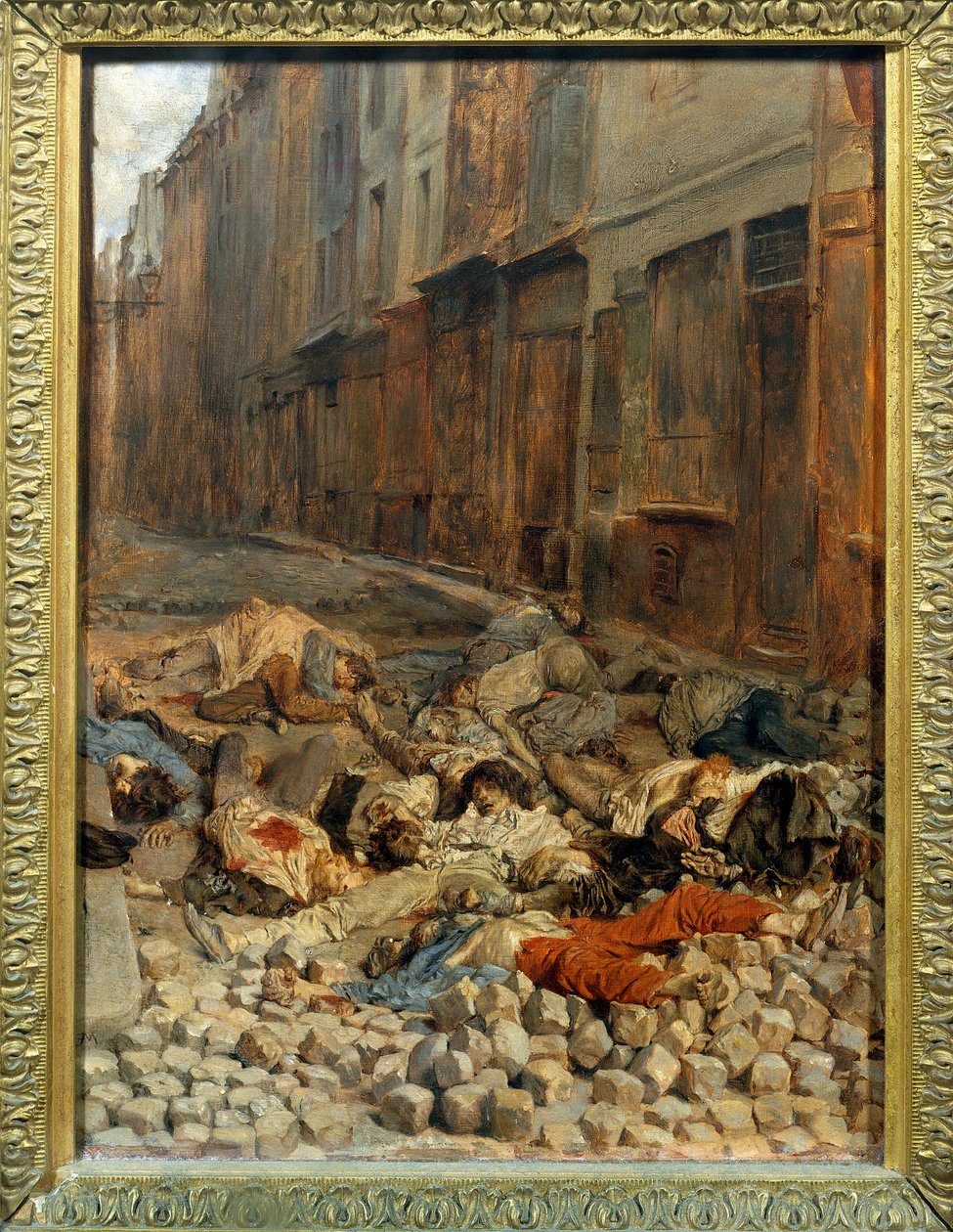 ثورة 1848: "" حاجز شارع دو لا مورتيليري في يونيو 1848 أو ذكرى الحرب الأهلية "" لوحة رسمها إرنست ميسونييه (1815-1891) 1848 صن. 0.29 × 0.22 م باريس. متحف اللوفر بواسطة جان لويس إرنست ميسونييه