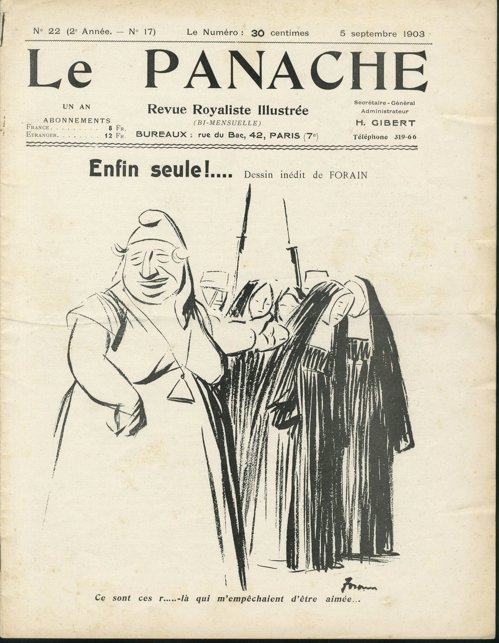 رسم توضيحي لجان لويس فوريان (1852-1931) لغلاف Le Panache ، مجلة royalist illustree ، العدد 20 بواسطة جان لويس فورين