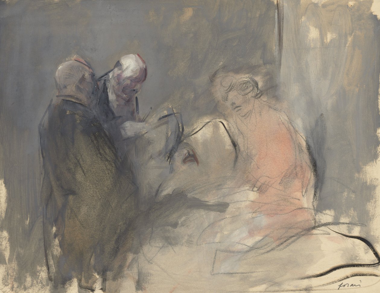 في مستشفى المستطيل رسم في المستشفى مقابل الربع الرابع 1800s أو الثلث الأول 1900 بواسطة جان لويس فورين