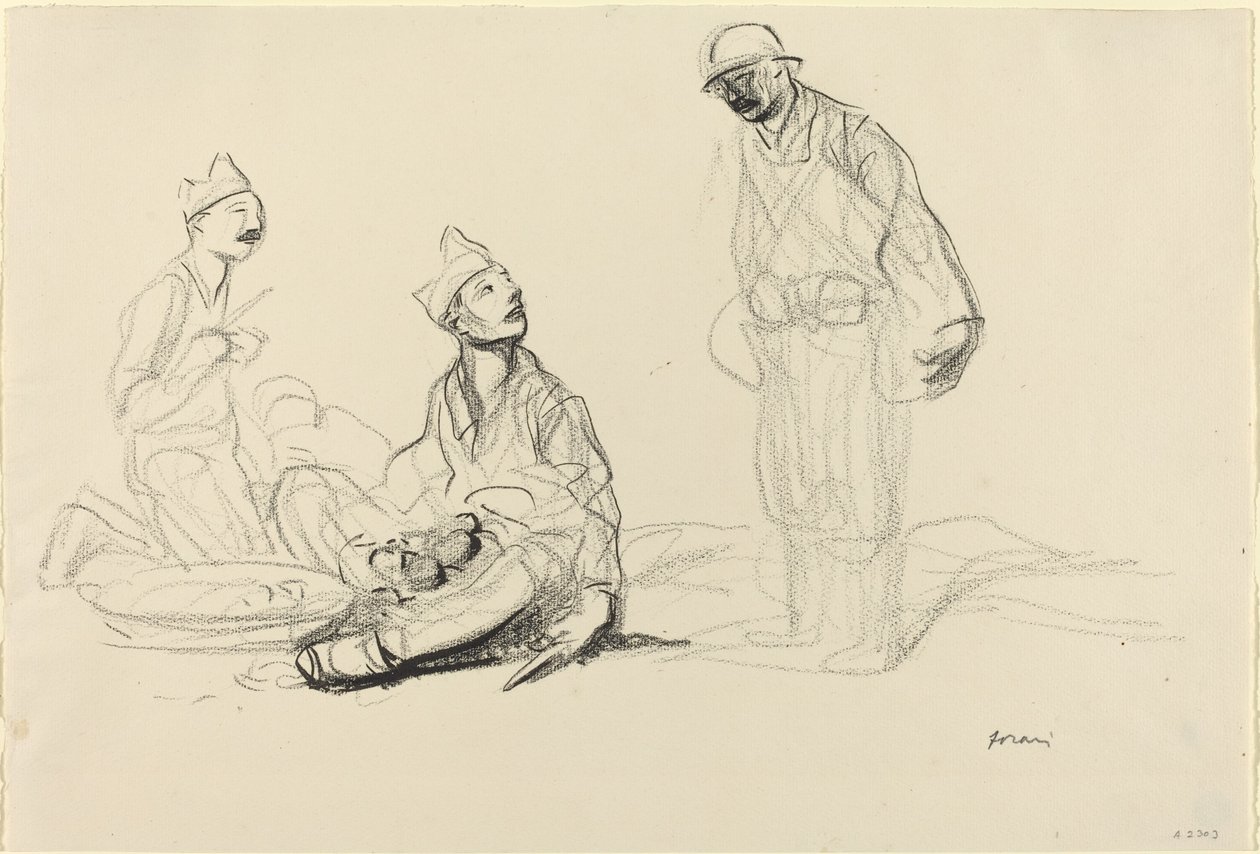 جنود يستعدون لوجبة ، ج. 19141919. بواسطة جان لويس فورين