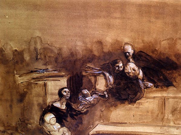The Hopeless Lawsuit (قلم وغسل مع زيادة بيضاء على الورق) بواسطة جان لويس فورين