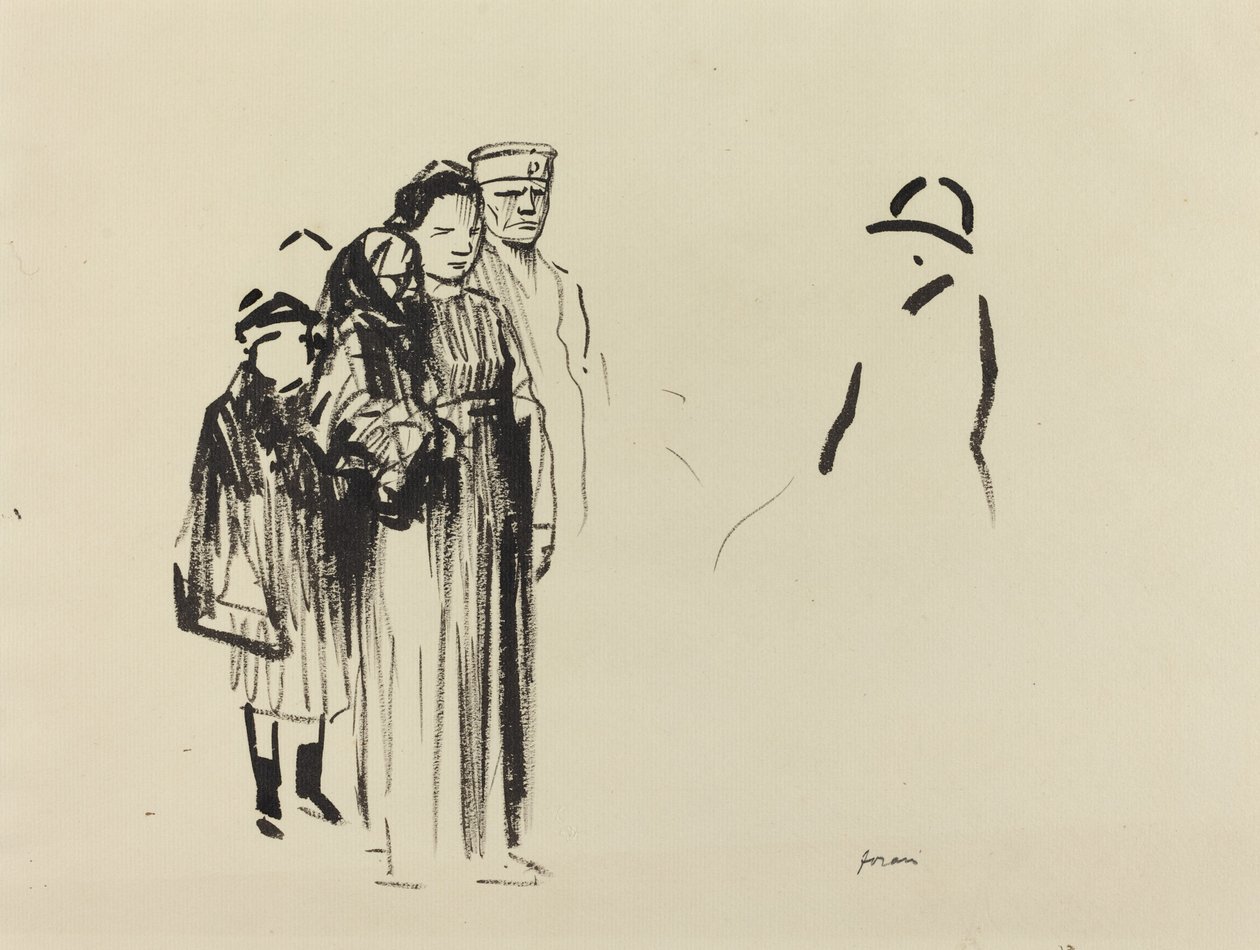 امرأة وطفلين مع جنود ألمان ، ج. 19141919. بواسطة جان لويس فورين