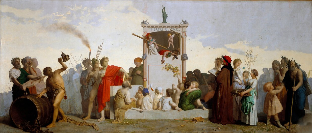 ومن بين الحضور دانتي أليغييري وديوجين الساينيك وسقراط وهومير. لوحة جان لويس هامون (1821-1874) بواسطة جان لويس هامون