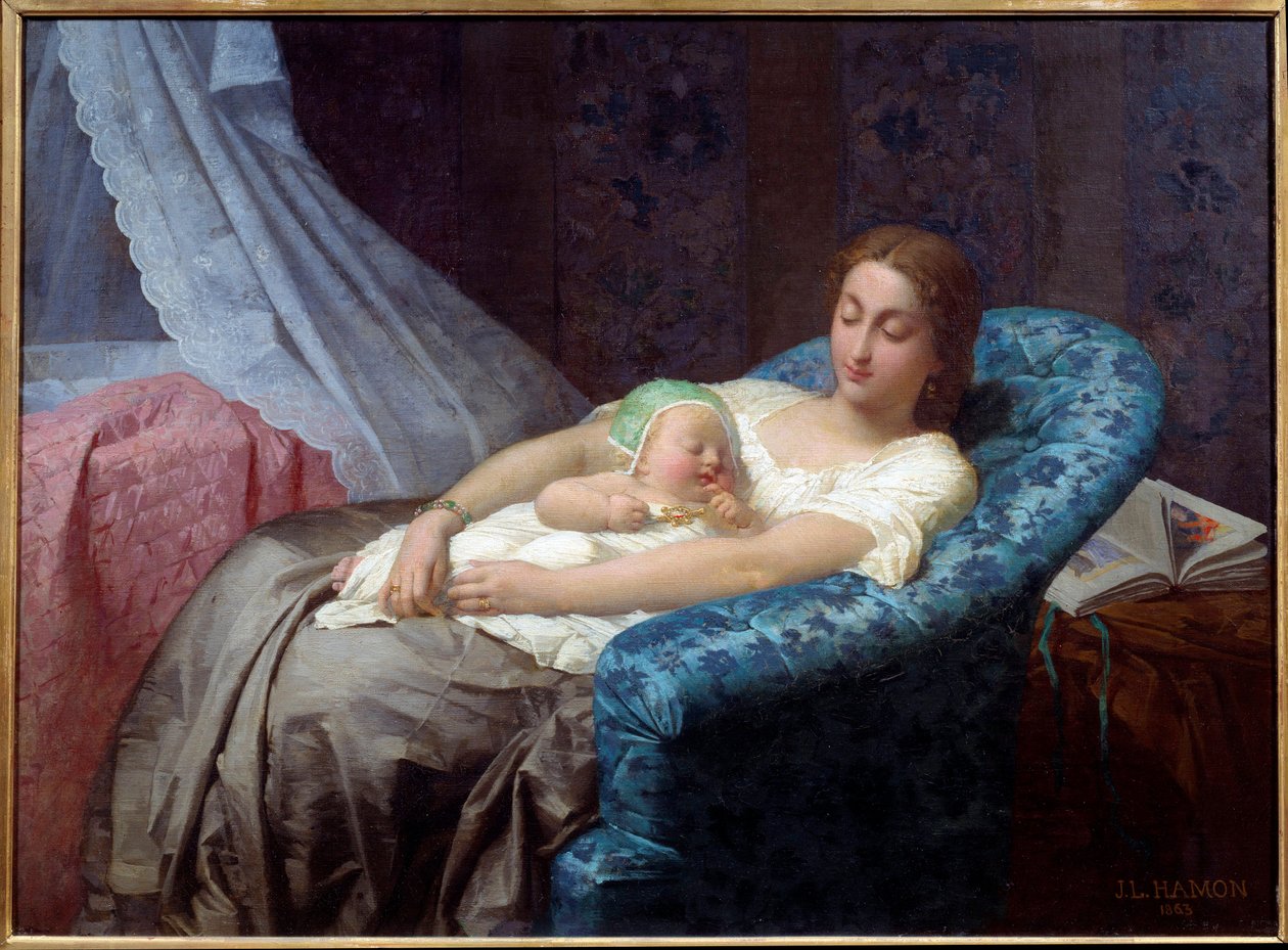 لوحة الأم الشابة لجين لويس هامون (1821-1874) 1863 نانت ، متحف الفنون الجميلة بواسطة جان لويس هامون