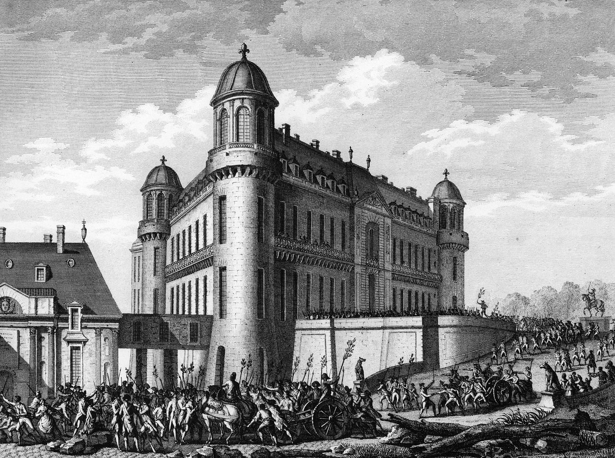 الثورة الفرنسية: جلبت شركة Canon إلى Chateau de Chantilly في باريس في 9 أغسطس بواسطة جان لويس الثاني (بعد) بريور
