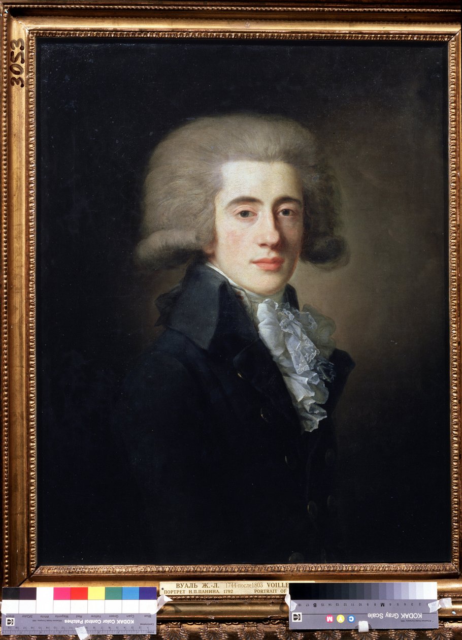 صورة لنائب المستشار الروسي نيكيتا بانين (1770-1837) (صورة لنائب المستشار نيكيتا بانين). رسم جان لويس فويل (1744-بعد 1803). زيت على قماش ، 73.1 × 57 سم بواسطة جان لويس فويل