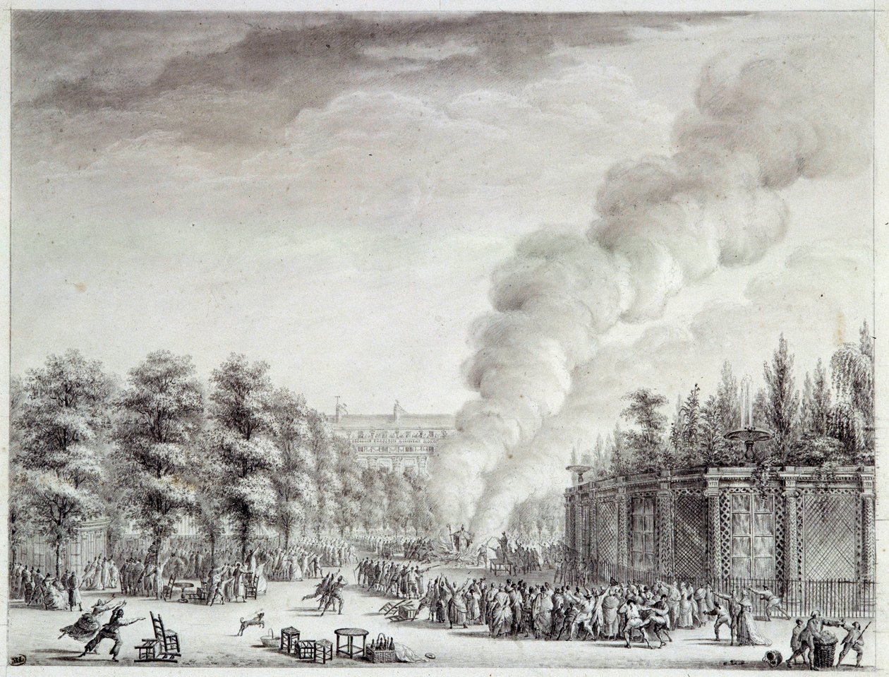 French Revolution: “” Model of the Pope burns at the Palais-Royal, April 6 بواسطة جان لويس الأصغر بريور