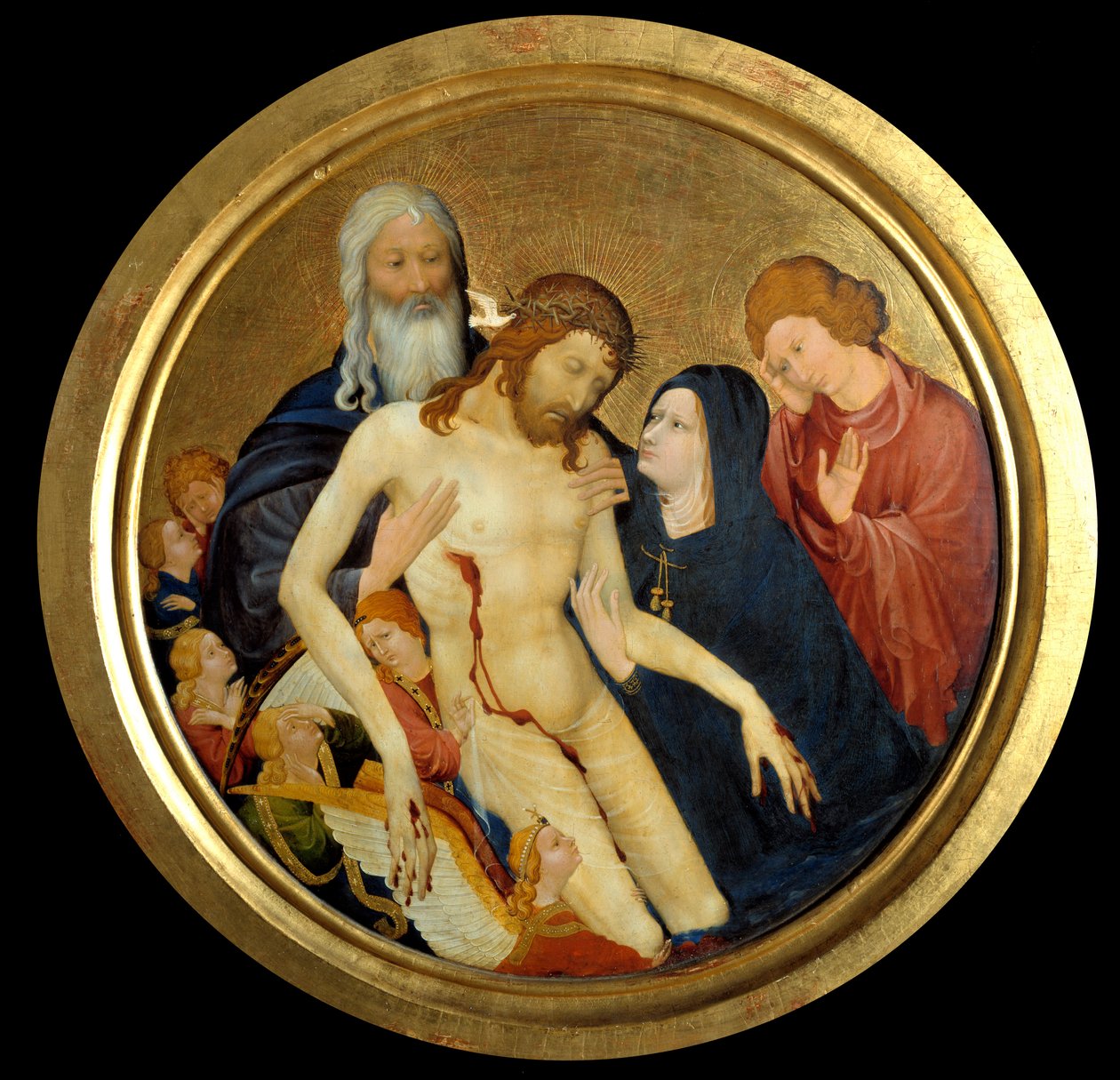 Pity of Our Lord, said “” the great round Pieta”” Painting attributed to Jean Malouel (circa 1370-1415) 1400 Sun. 0,64m. بواسطة جان مالويل أو مالويل