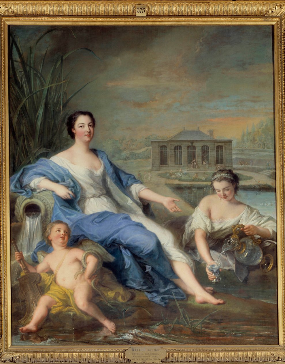 صورة كاملة الطول لماري آن دي بوربون ديت مادموزيل دي كليرمون (1697-1741) مع المياه المعدنية لرسومات شانتيلي بواسطة جان مارك (جان مارك) ناتير (1685-1766) بواسطة جان مارك ناتييه