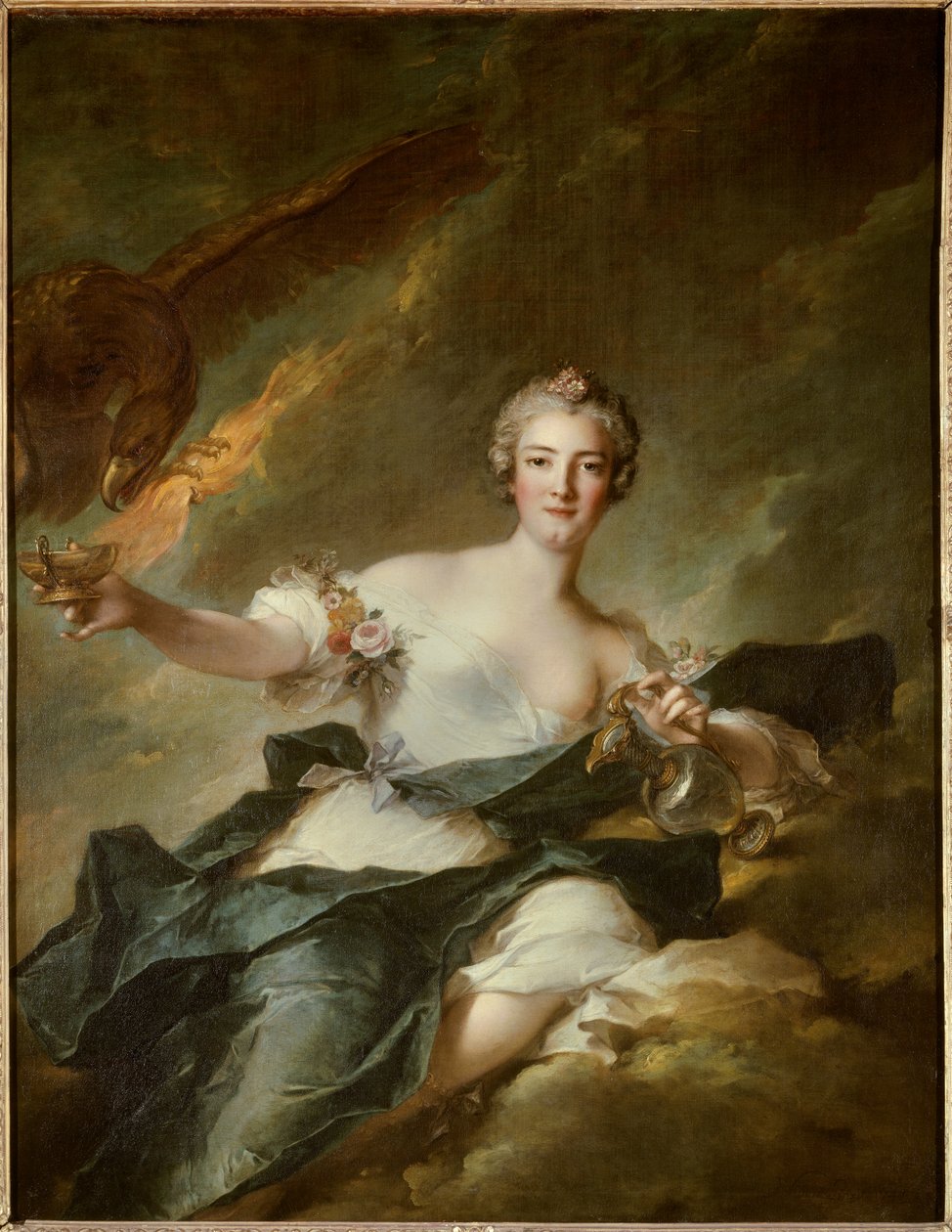 صورة لدوقة تشولنز ، ممثلة في هيبي ، إلهة العقل (آن جوزيف بونييه دي لا ماسون (1718-1787) ، زوجة دوق شولن) ويمثلها نسر يرمز إلى الإله جوبيتر - رسم جان مارك ( جان مارك) ناتي بواسطة جان مارك ناتييه