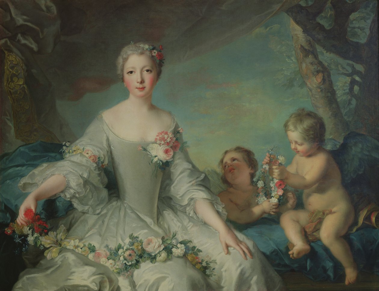 يُفترض أن تكون الصورة لويز ديان دورليانز (1716-1736) باسم فلورا ، 1731 بواسطة جان مارك ناتييه