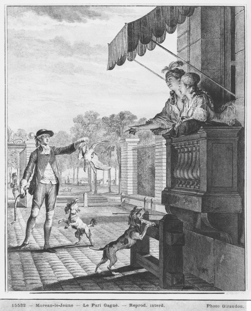 أخذ رهان ، منقوش بواسطة Camligue (fl.1785) c.1777 (engraving) (bw photo) بواسطة جان ميشيل الأصغر مورو