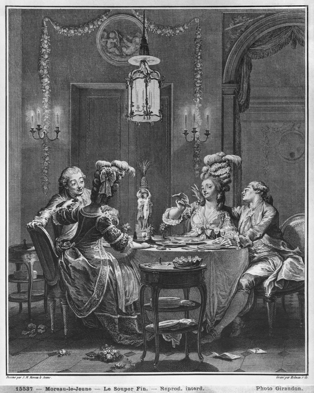 العشاء الذواقة ، منقوش بواسطة إيزيدور ستانيسلاس هيلمان (1743-1809) 1781 بواسطة جان ميشيل الأصغر مورو