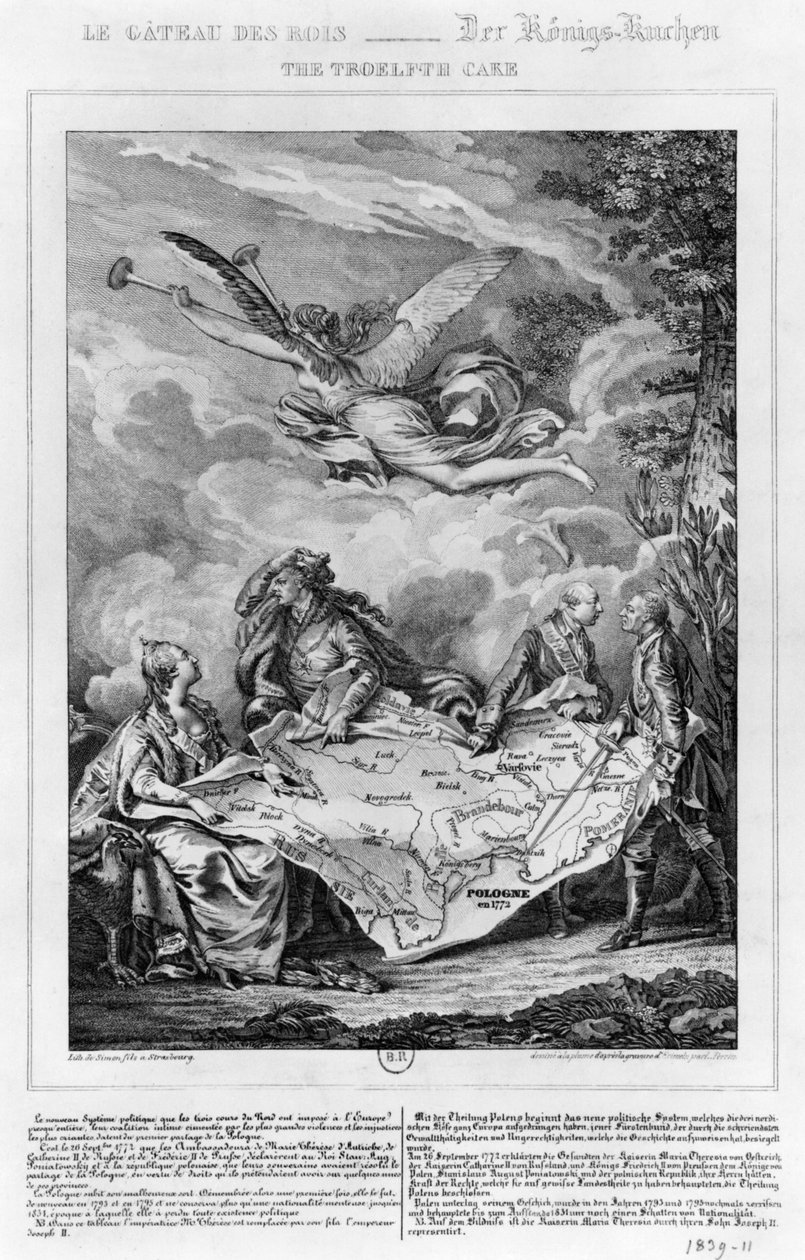 كعكة Troelfth ، التقسيم الأول لبولندا في 26 سبتمبر 1772 ، نقشها نويل لو مير (1724-1800) (ليثو) (صور من وزن الجسم) بواسطة جان ميشيل الأصغر مورو