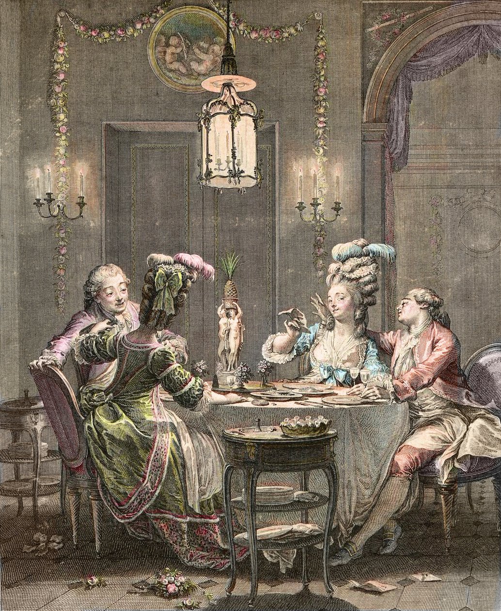 زعنفة العشاء - نقش لمورو جان ميشيل ، لو جون (1741-1814) - عشاء الذواقة ، نقش بواسطة إيزيدور ستانيسلاس هيلمان (1743-1809) 1781 بعد مورو ، جان ميشيل الأصغر (1741-1814) بواسطة جان ميشال الأصغر (بعد) مورو
