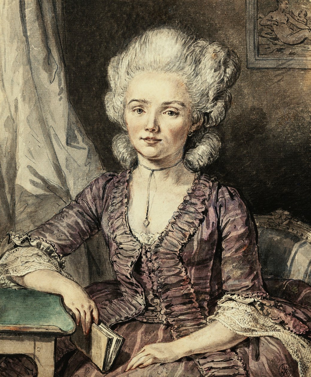 شابة جالسة على طاولة مع كتاب ، 1785 بواسطة جان ميشيل الأصغر مورو