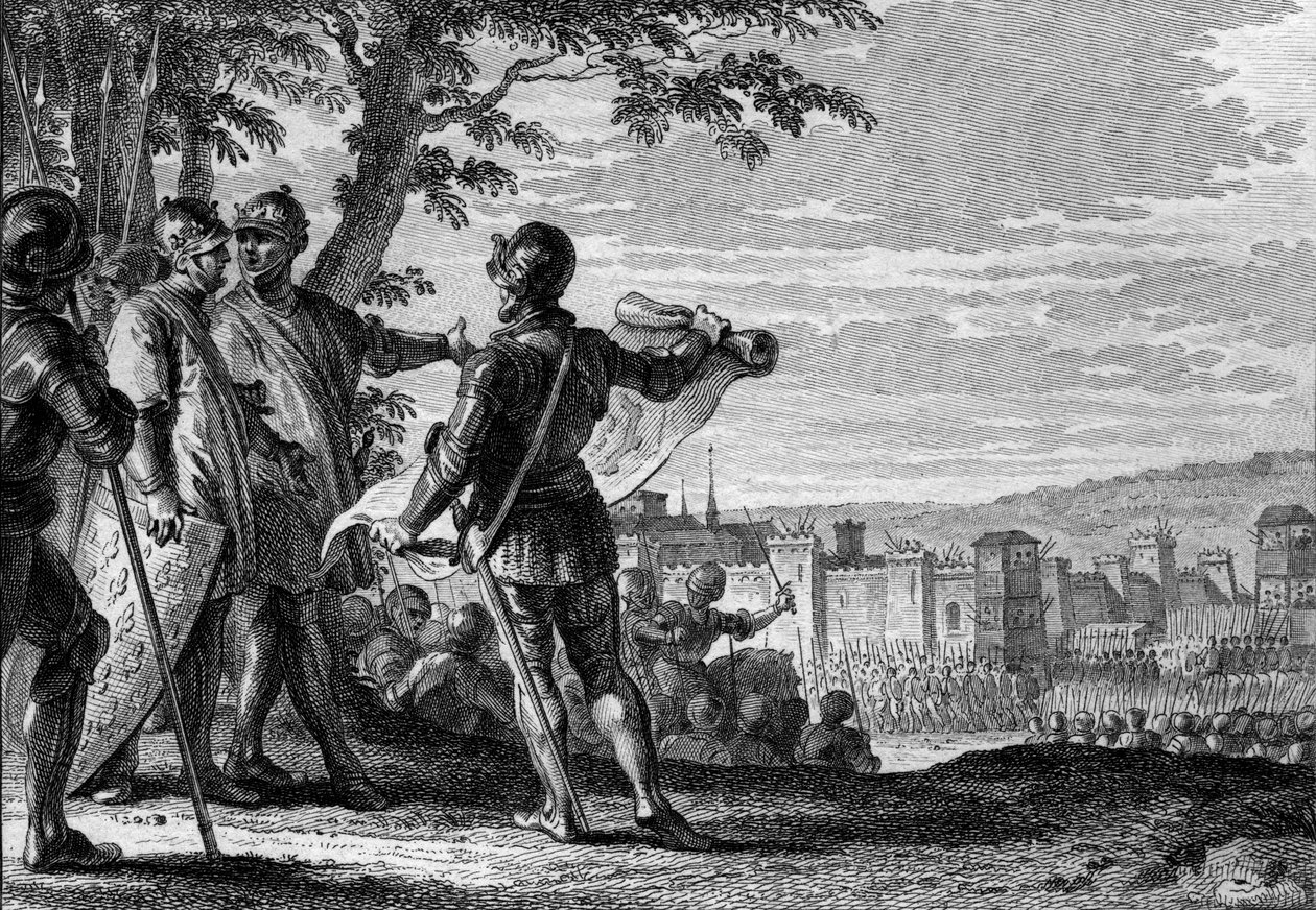 الملك لويس الثالث (863-882) وكارلومان الثاني (867-884) محاصرا مدينة فيينا ، 883. نقش جان ميشيل مورو ، في Moreau le Jeune (1741-1814) بواسطة جان ميشيل الأصغر مورو