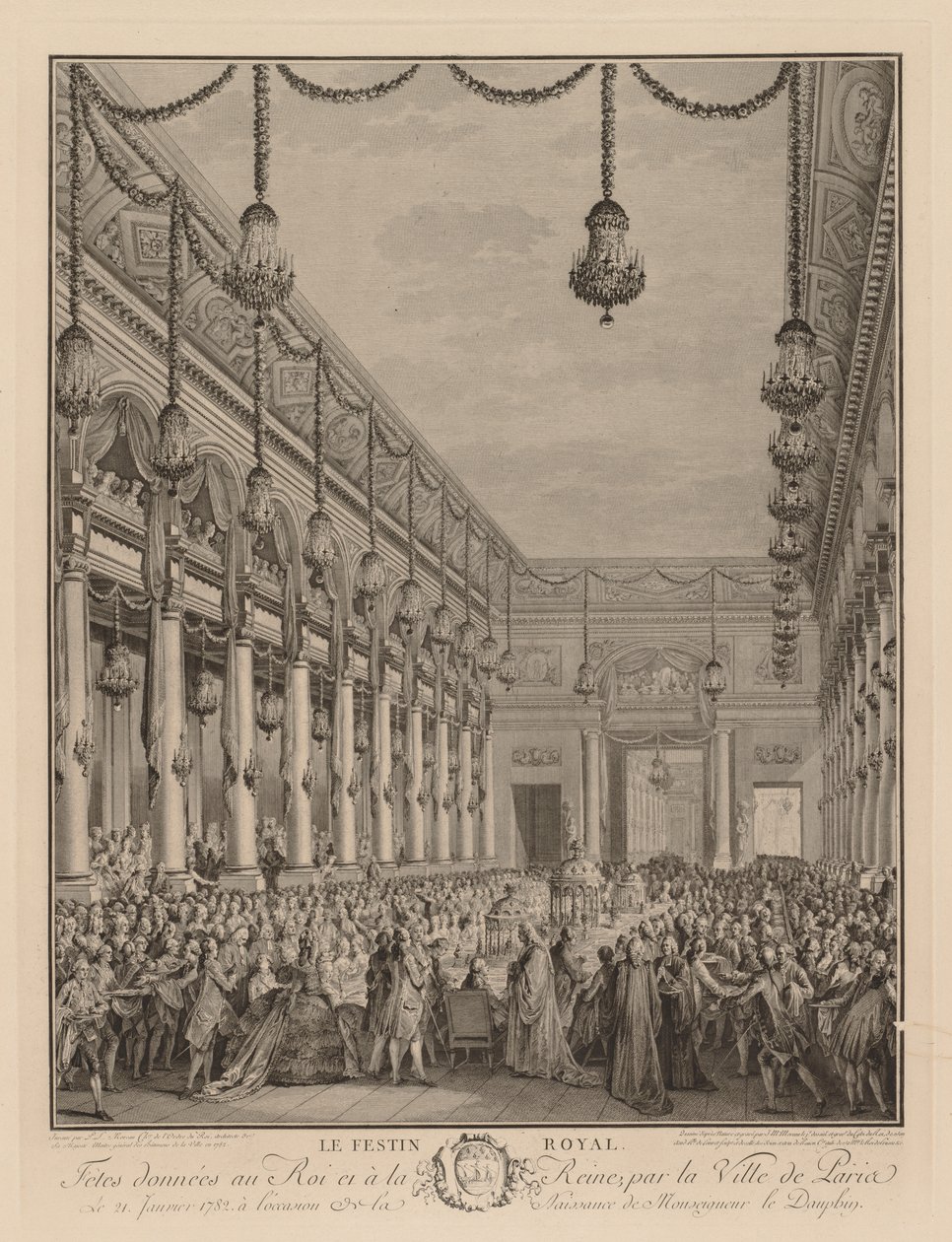 العيد الملكي في فندق دو فيل ، 21 يناير 1782. بواسطة جان ميشيل الأصغر مورو