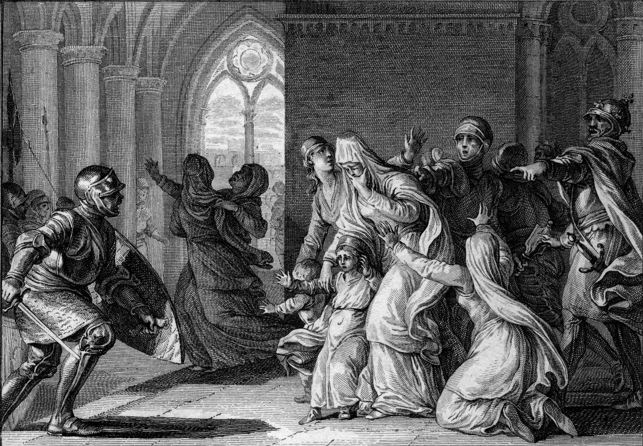 لويس الأول الورع (الديبونير) يطارد أخواته وأبناء أخيه خارج القصر ، 814. وهم متهمون بالتآمر ضده. نقش جان ميشيل مورو ، ديت مورو لو جون (1741-1814) بواسطة جان ميشيل الأصغر مورو