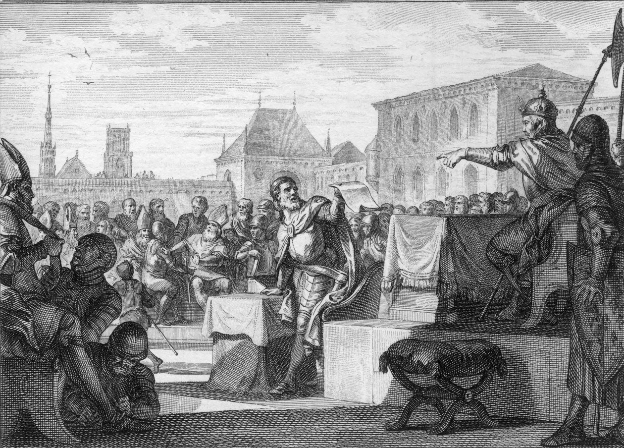 إصلاح باساجيري لل clerge ، 816: لويس الأول الورع أو الديبونير (778-840) - نقش بواسطة جان ميشيل مورو ، ديت مورو لو جون (1741 - 1814) بواسطة جان ميشيل الأصغر مورو