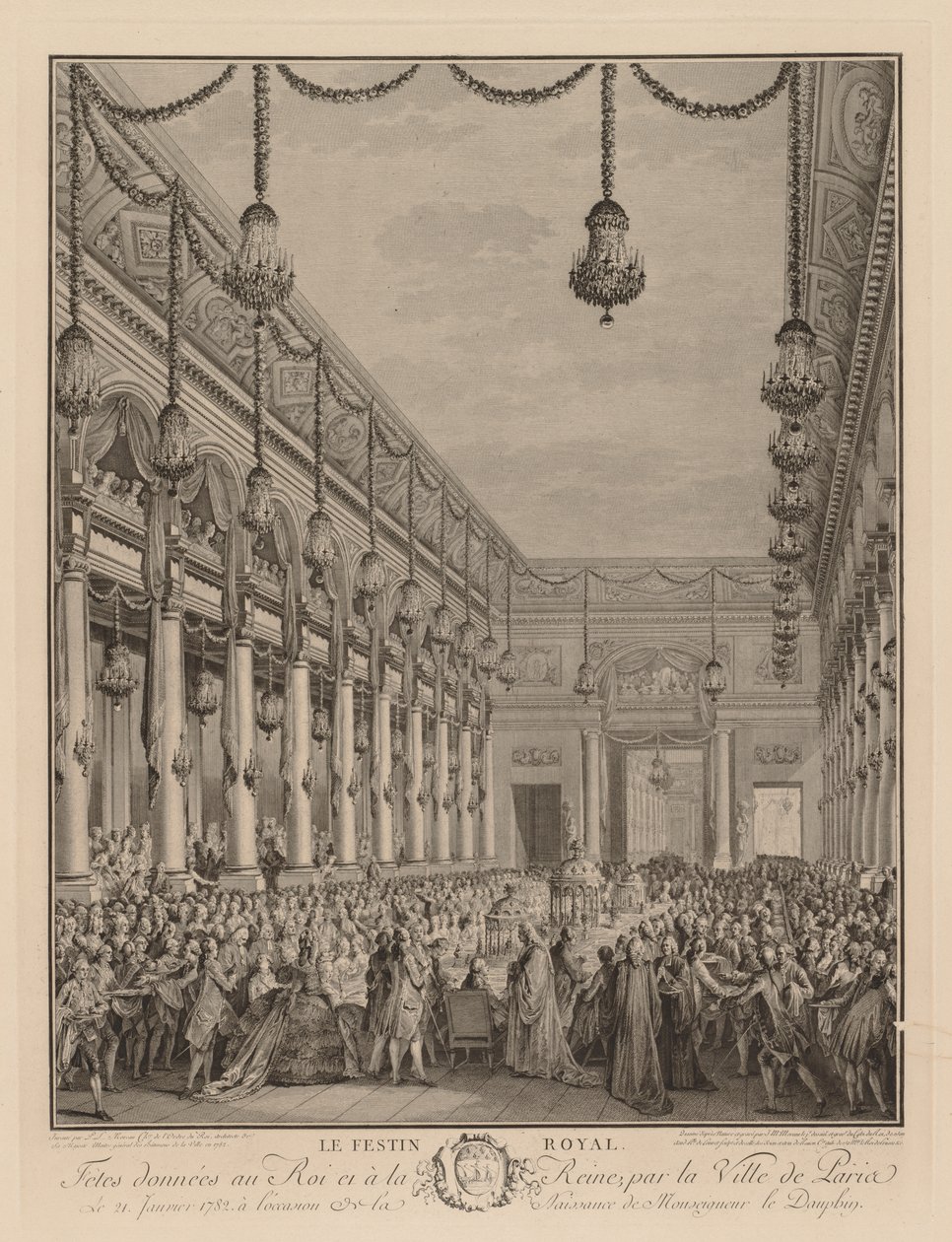 العيد الملكي في فندق دي فيل ، 21 يناير 1782 بواسطة جان ميشيل الأصغر مورو