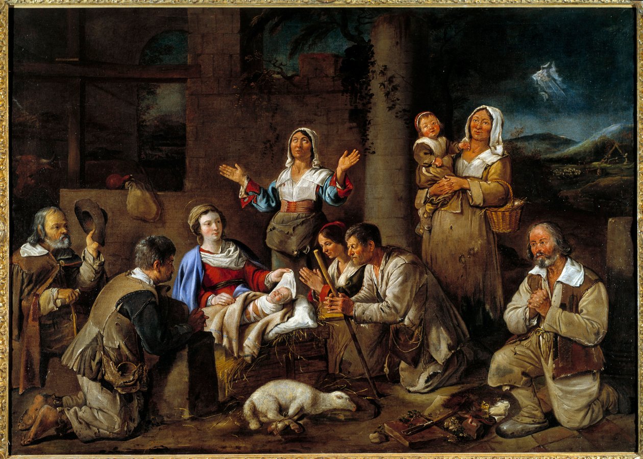 L'Adoration des Shepherds لوحة جان ميشلان (1623-1695) 1659 صن. 1x1،39 م بواسطة جان ميشلان