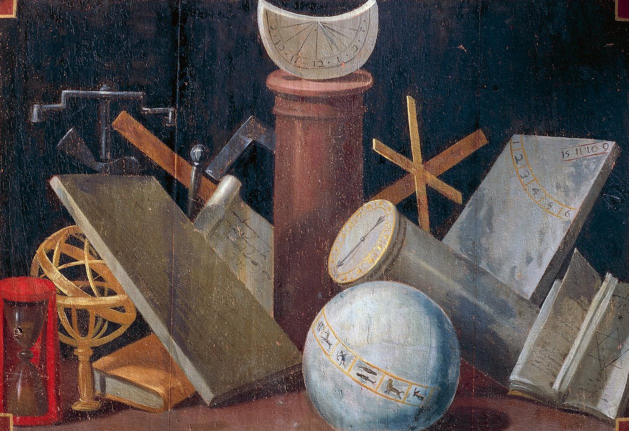الأدوات العلمية والفلكية ، حوالي 1620 ، لوحة رسم لجان موسنييه (1600-1656). قلعة Beauregard ، Loir-et-Cher ، فرنسا. بواسطة جان منير أو موسنييه