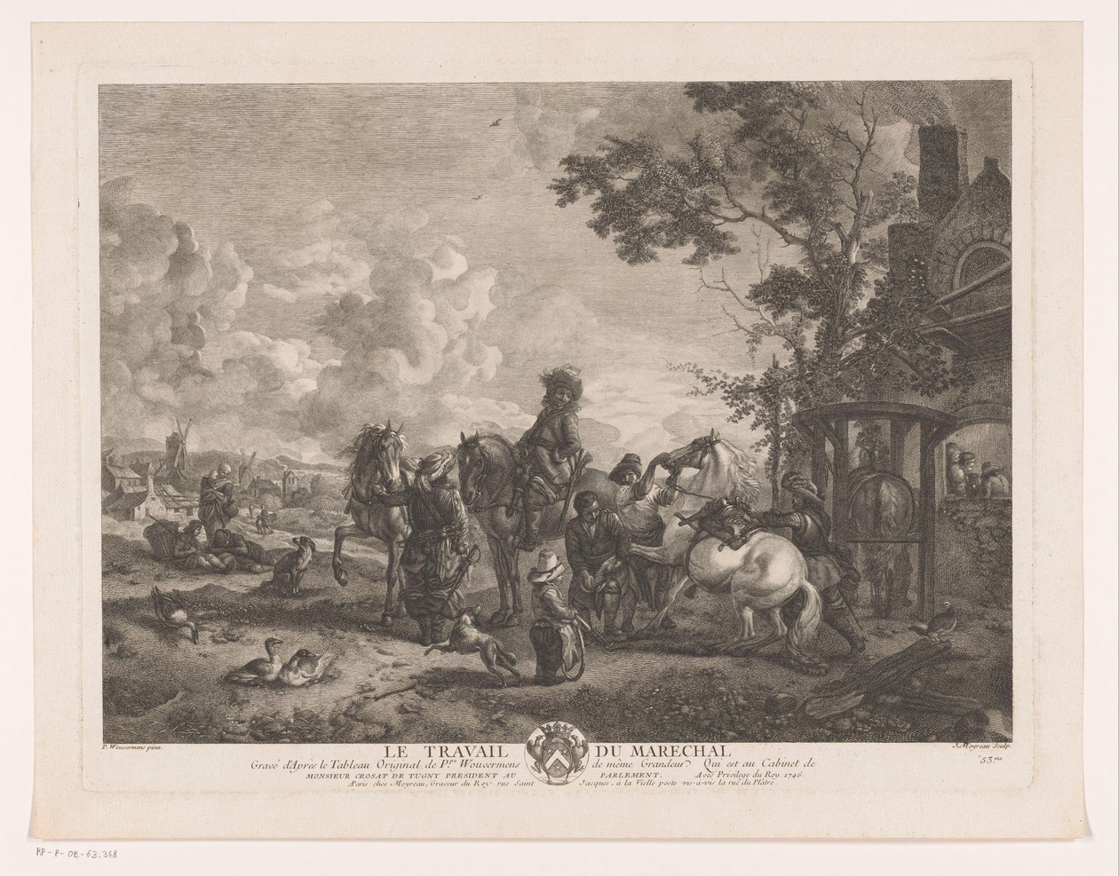 راكبي الدراجات في بيطار لو ترافيل دو ماريشال (العنوان على الكائن) يطبع بعد اللوحات بواسطة Philips Wouwerman (عنوان السلسلة) أعمال Ph.pe Wouwermans Hollandois (عنوان السلسلة) بواسطة جان مويرو