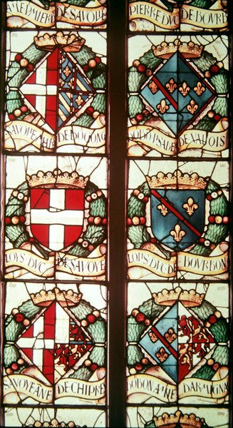 شعارات النبالة المرتبطة بـ Philibert of Savoy ، زوج المانح ، Margaret of Austria بواسطة جان أوركوا جان براشون أنطوان نويسين