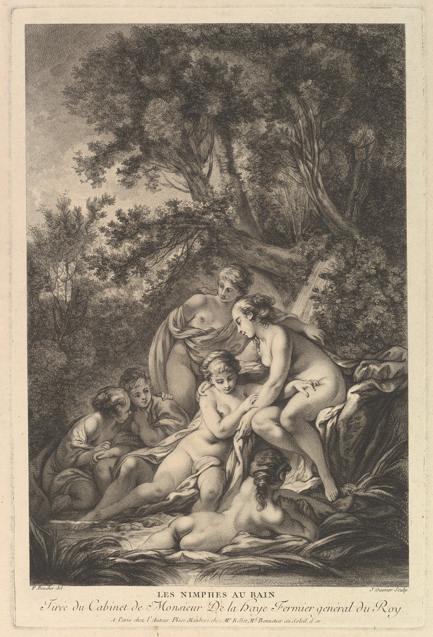 Les Nimphes au Bain The Nymphs at the Bath ، القرن الثامن عشر. بواسطة جان أوفرييه