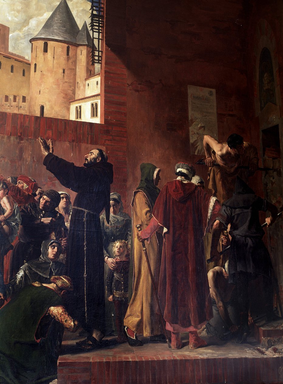 Delivrance des embmures de Carcassonne في أغسطس 1303 ، جاء أهل كاركاسون وألبي ليخرجوا من زنزانات محاكم التفتيش العديد من السجناء المحتجزين - يحاول برنارد ديليسيو احتواء الحشد الذي استمتعت خطاباته - الإصلاحي بواسطة جان بول لورنس