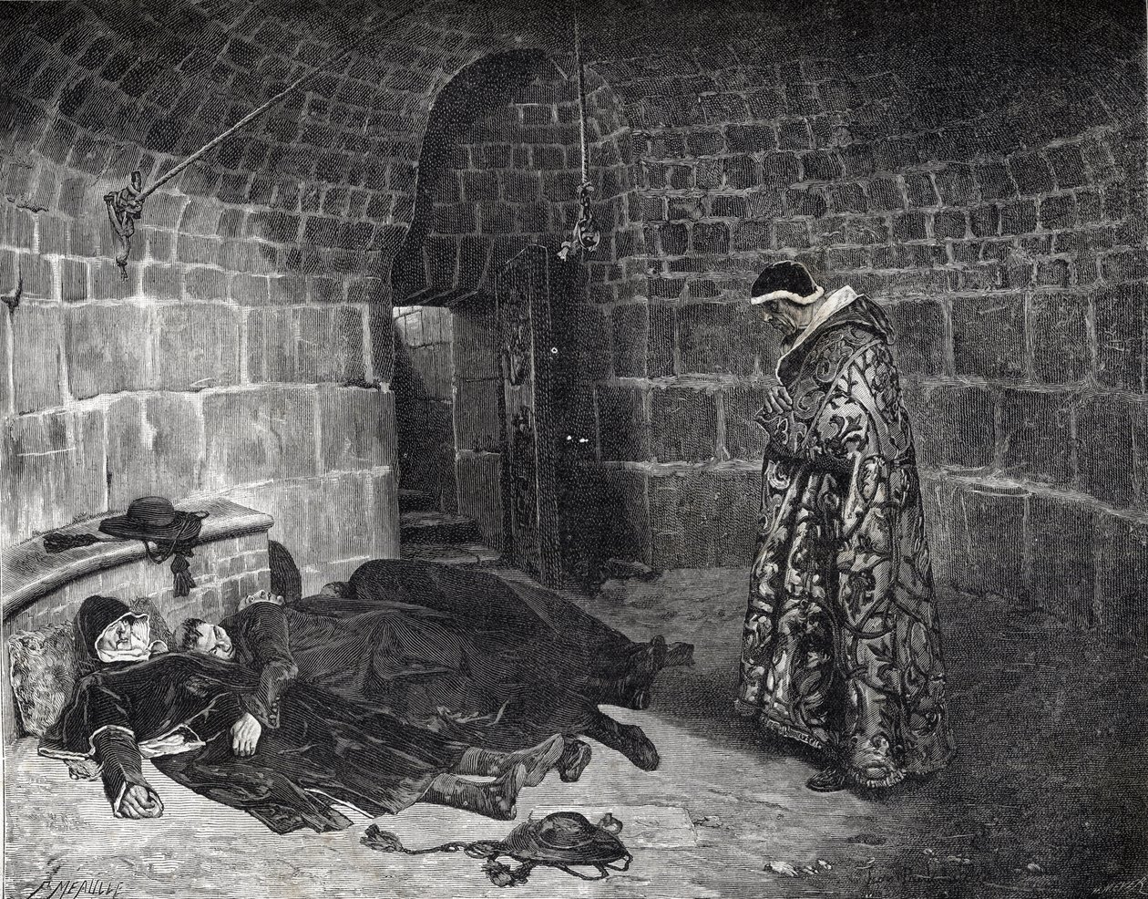 انتقام البابا أوربان السادس (1318-1389) - انتقام البابا أوربان السادس (يعذب ويختفي الكرادلة) - نقش لورينز - بواسطة جان بول لورنس