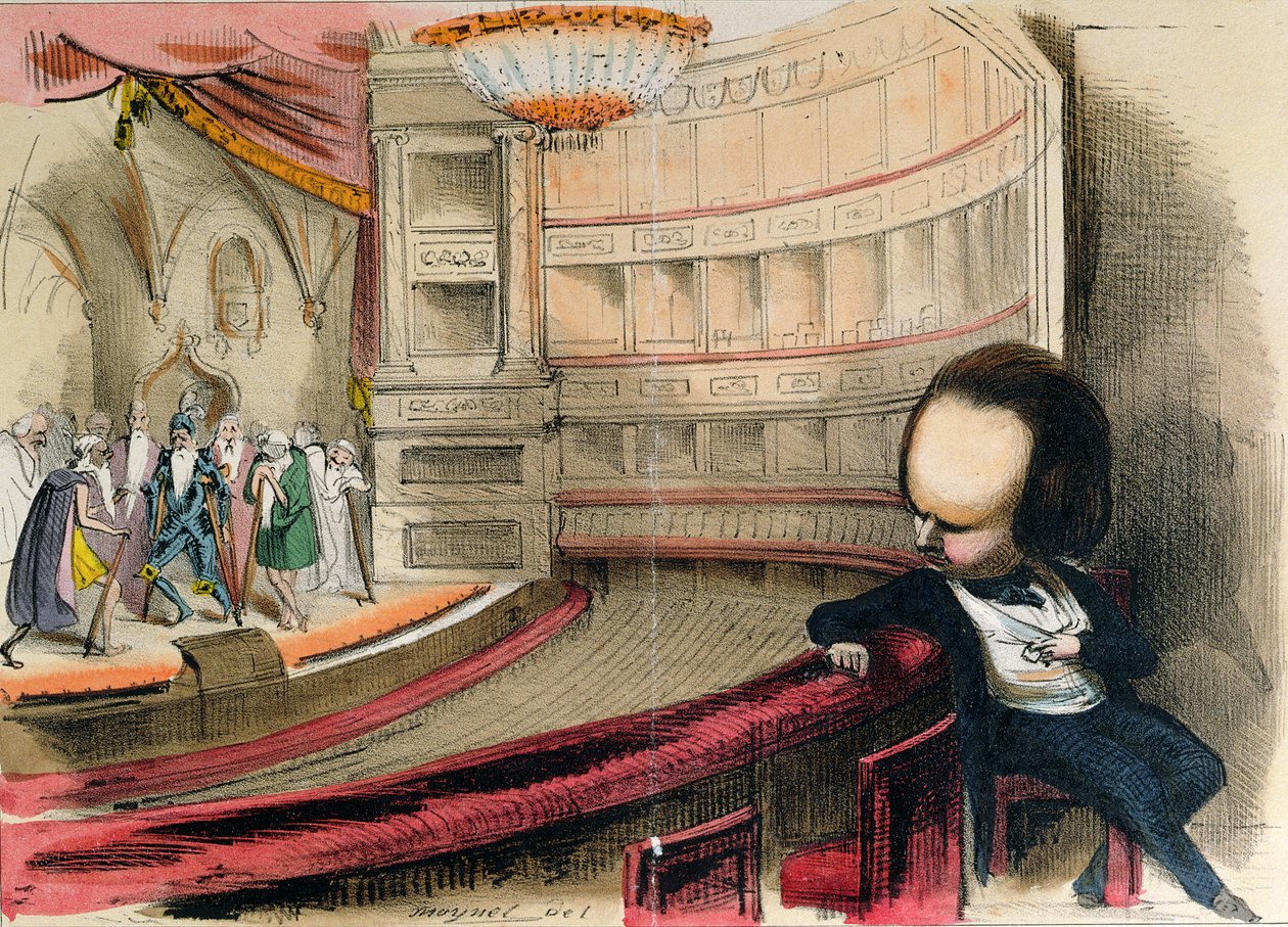 "Les Bulos Graves" ، كاريكاتير لفيكتور هوغو (1802-1885) ومسرحيته "Les Burgraves" (1843) ، من مجلة "La Caricature" بواسطة جان بيير موينت