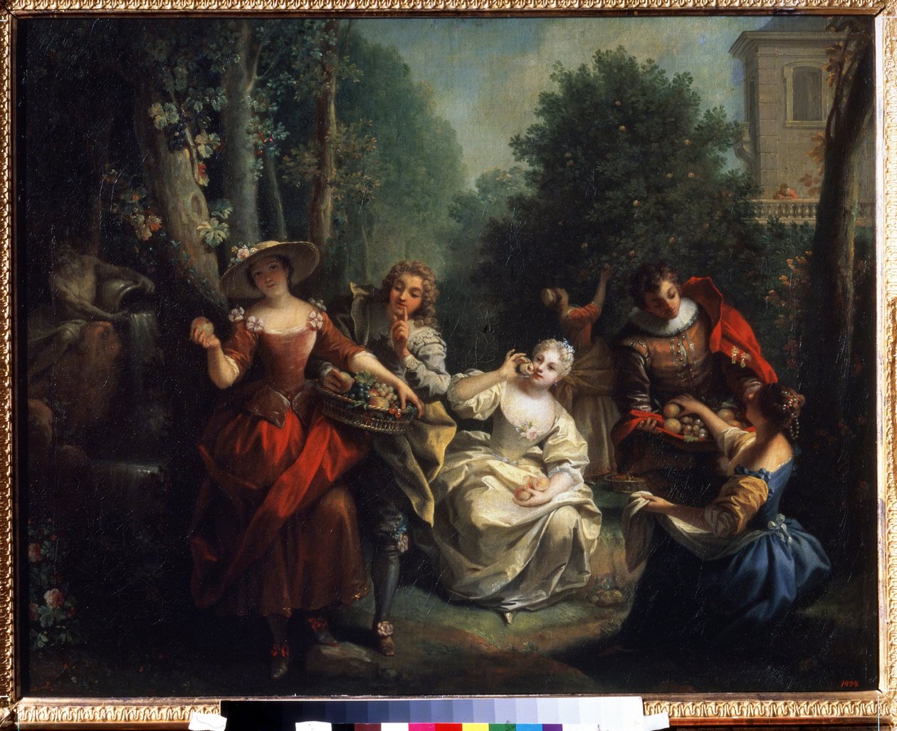 الحواس الخمس: "لو جوت" (طعم) شباب الطبقة الأرستقراطية تذوق الفاكهة. رسم جان رو (1677-1734) 1725-1735 متحف بوشكين ، موسكو بواسطة جان رو