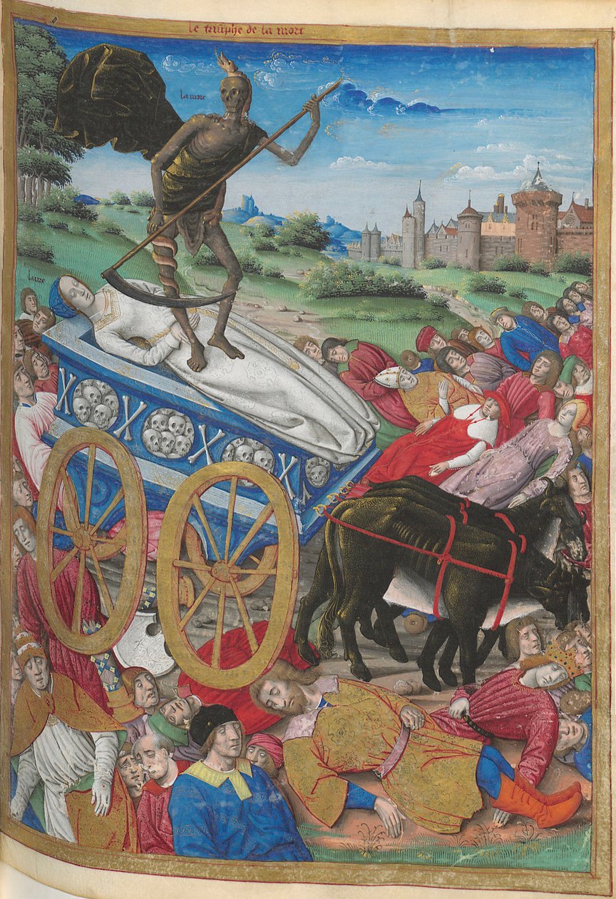 انتصار الموت: موت لورا. صورة مصغرة من Pétrarque ، Les Triomphes ، 1500-1505. بواسطة جين سيربين