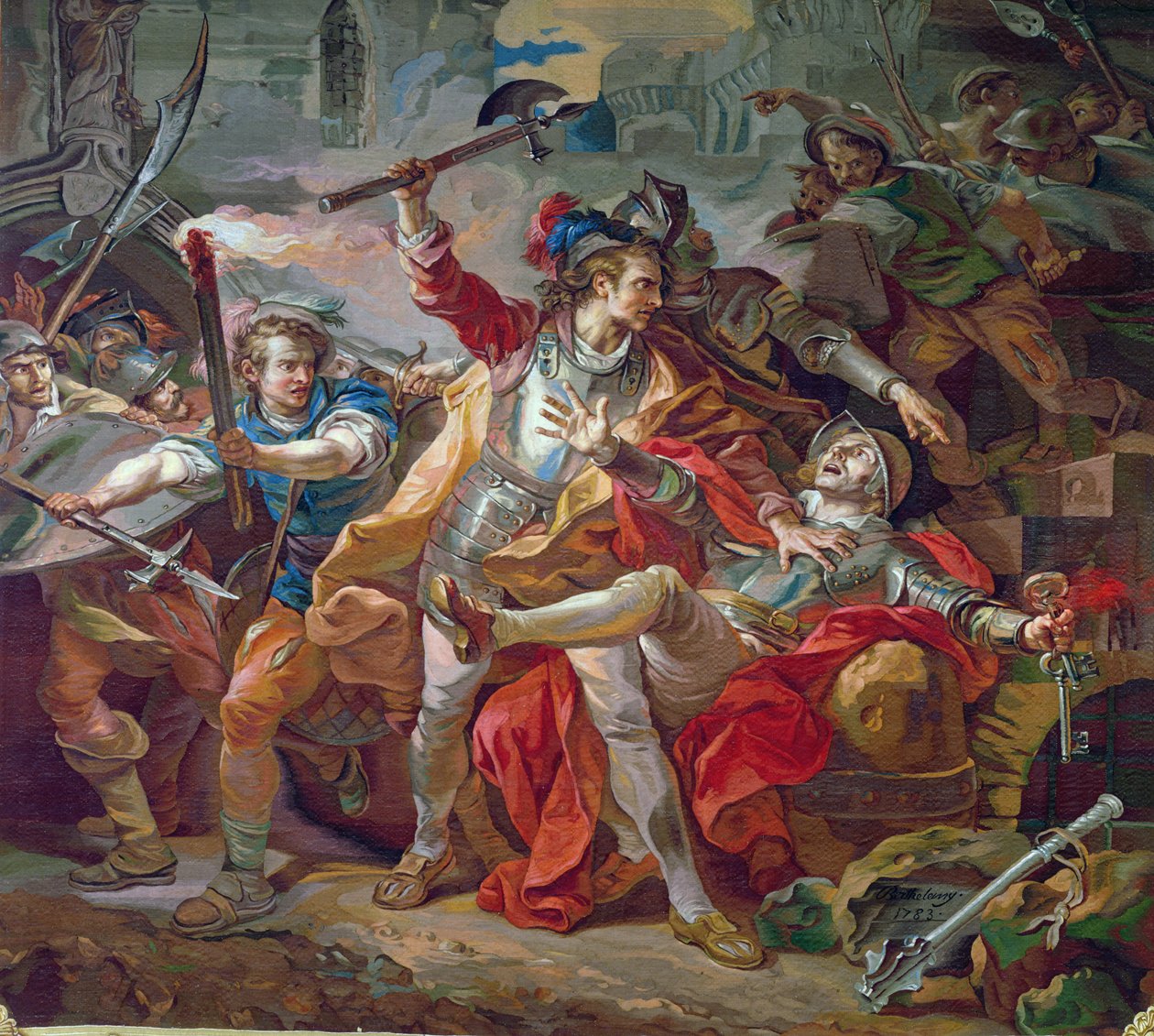 قتل إتيان مارسيل (c.1316-58) لتصميم نسيج Gobelins ، 1783 بواسطة جان سيمون بيرتيليمي